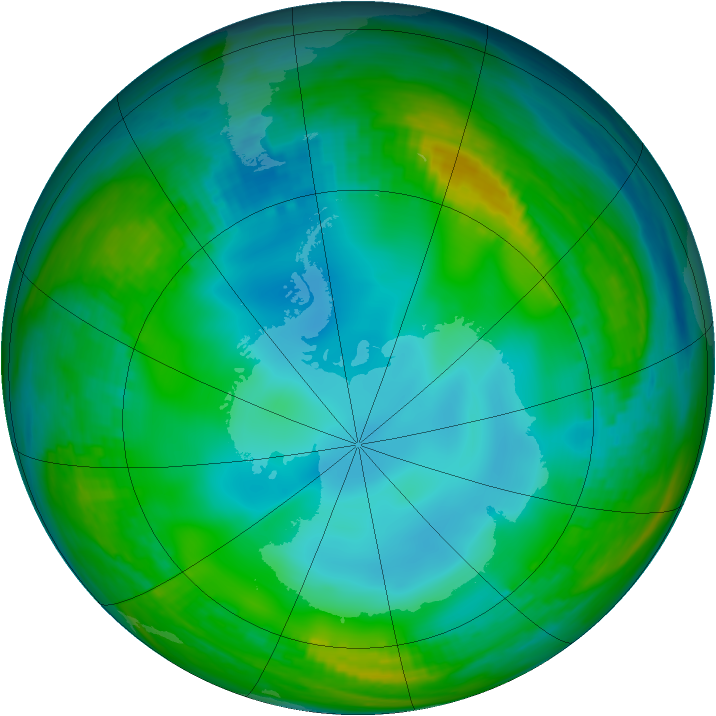 Antarctic ozone map for 13 June 1989